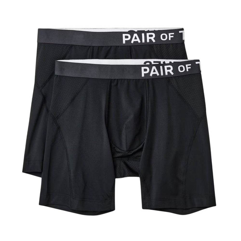 Pair of Thieves Men's Black Breathable SuperCool Long Boxer Brief 2 Pack Size M